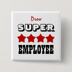 Super EMPLOYEE with Stars RED V18 2 Inch Square Button