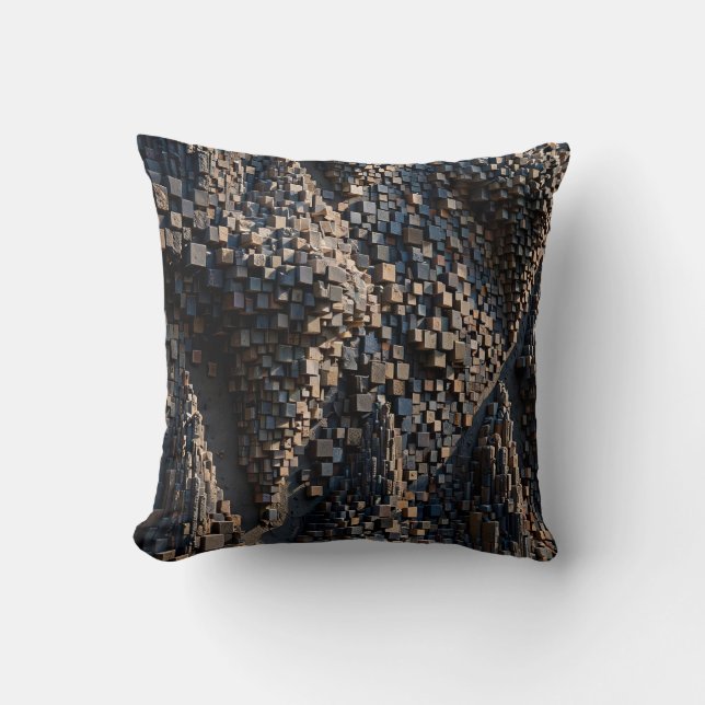 Super Extruded Micro Cube 3D Mosaic Throw Pillow (Front)