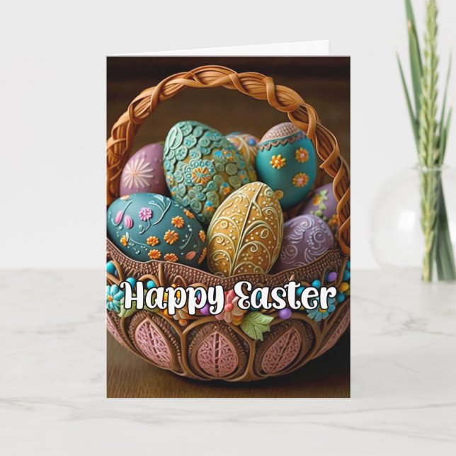 Super Festive Happy Easter Basket Holiday Card (Front)