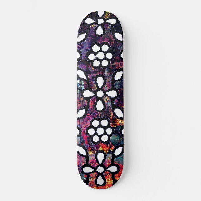 Super Floral Grunge Art Skateboard (Recto)