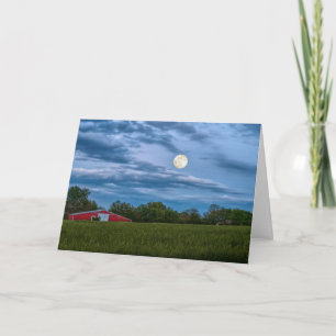 Super Flower Moon Over A Barn Card