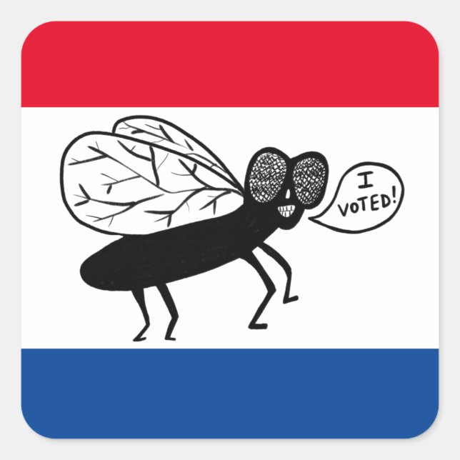 Super Fly says I VOTED! Red White Blue Square Sticker (Front)