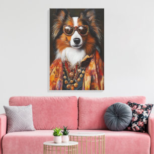 Super Fly Shetland Sheepdog   Sheltie Canvas Print