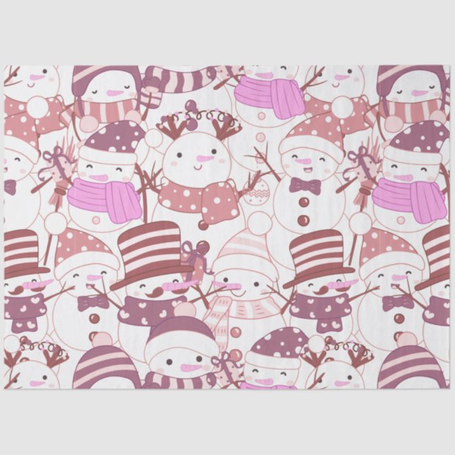 Super Fun and Modern Snowmen Christmas Tissue Paper (Front)