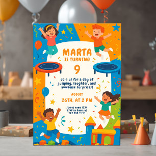 Super fun Bouncy Blast Birthday Party Invitation