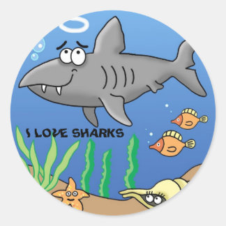 Super fun cool surfer cartoon requin sticker
