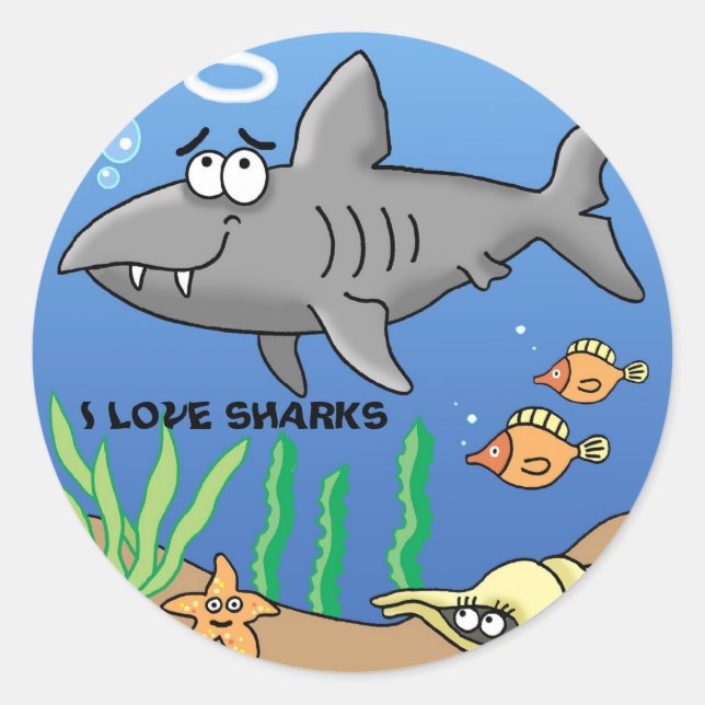 Super fun cool surfer cartoon requin sticker (Devant)