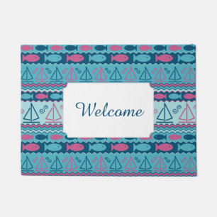 Super Fun Fish And Sailboat Pattern Add Your Tex Doormat