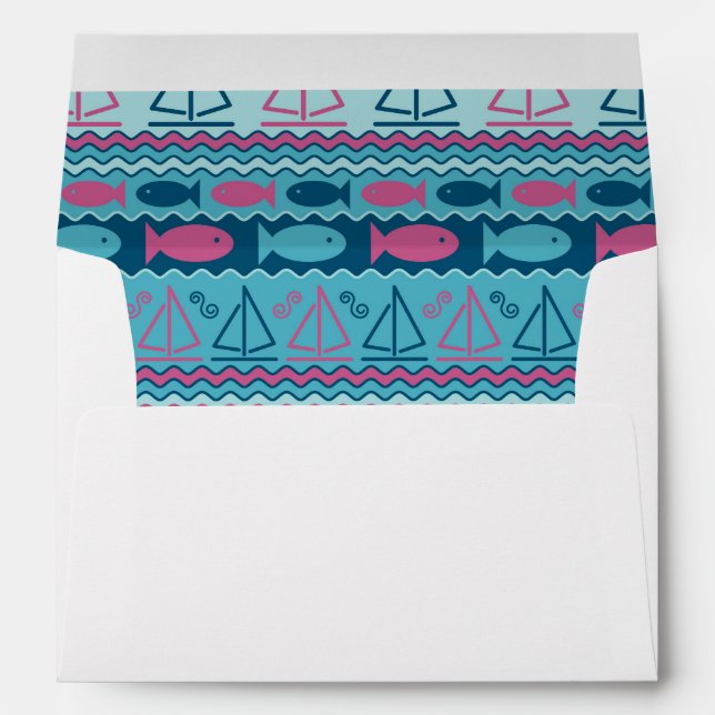 Super Fun Fish And Sailboat Pattern Envelope (Back (Bottom))