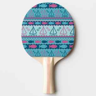 Super Fun Fish And Sailboat Pattern Ping Pong Paddle
