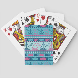Super Fun Fish And Sailboat Pattern Playing Cards