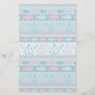 Super Fun Fish And Sailboat Pattern Stationery