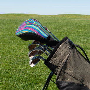 Super Fun Summer Stripes Purple Turquoise Golf Head Cover