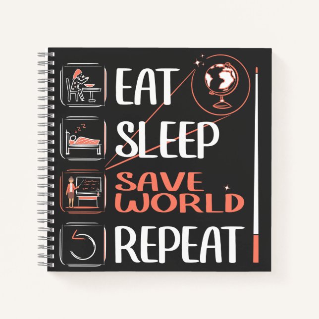 Super Geography Teacher Saves World Thank You Gift Notebook (Front)