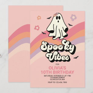 super Ghost retro Halloween Invitation anniversair
