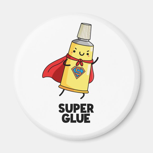 Super Glue Funny Super Hero Pun  Magnet (Front)