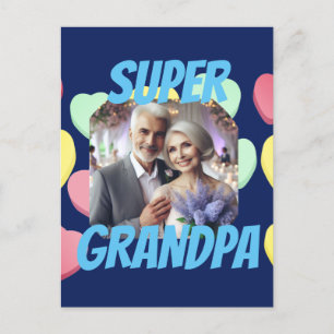 Super Grandpa   Custom Message, Photo and Names Holiday Postcard