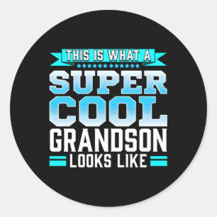 Super Grandson Quote Grandchild Family Member Classic Round Sticker