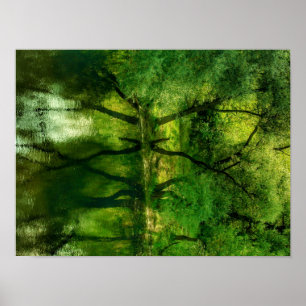 Super Green River Trees Reflection A3 Poster