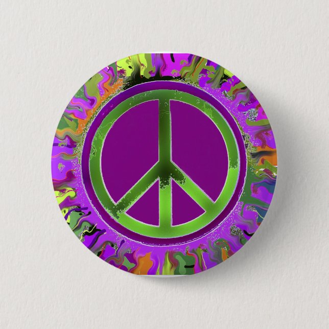 SUPER Groovy Peace Sign 2 Inch Round Button (Front)
