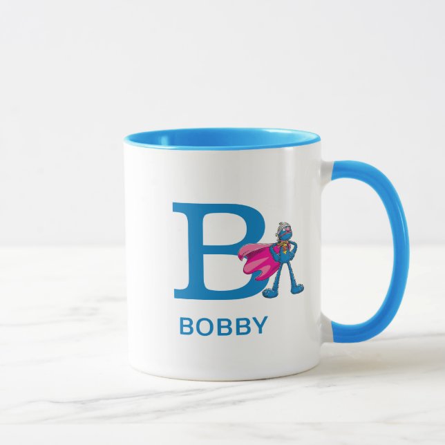 Super Grover Add Your Name & Monogram B Mug (Right)