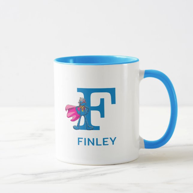 Super Grover Add Your Name & Monogram F Mug (Right)