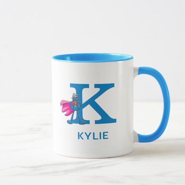 Super Grover Add Your Name & Monogram K Mug (Right)