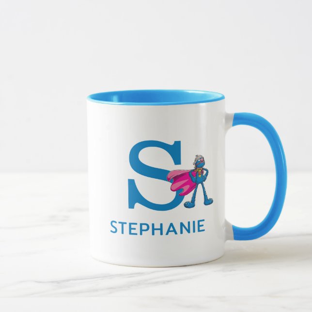 Super Grover Add Your Name & Monogram S Mug (Right)