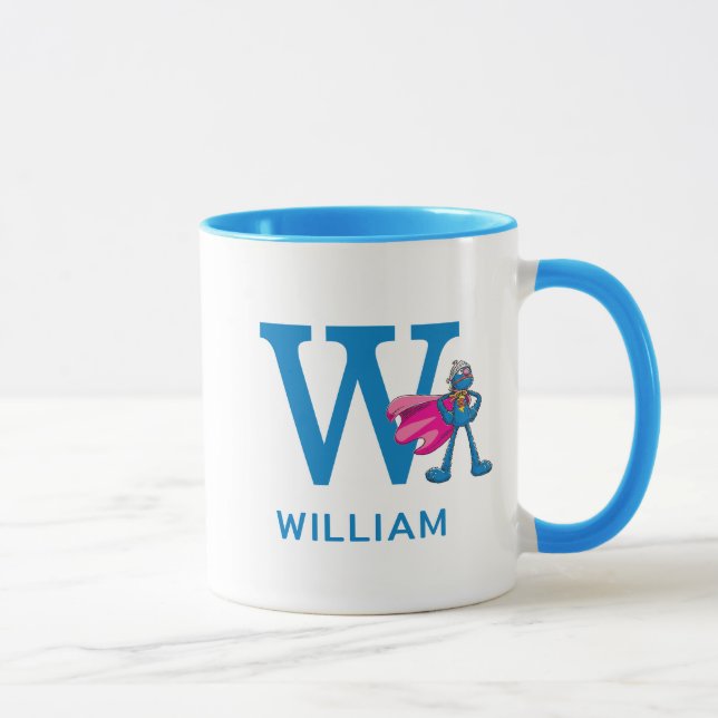 Super Grover Add Your Name & Monogram W Mug (Right)