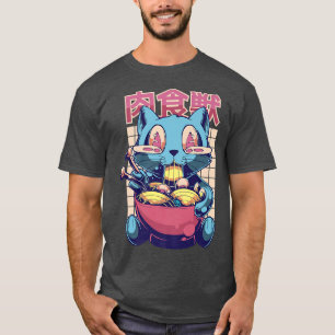 Super Happy Cat Eating Ramen Asian Food Japan Japa T-Shirt
