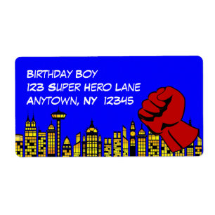 Super Hero Birthday Party Large Labels