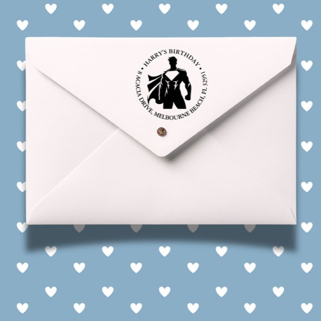 Super Hero Birthday Party Self-inking Stamp ( Easy to use, perfect for kids’ parties—add a fun touch today!)