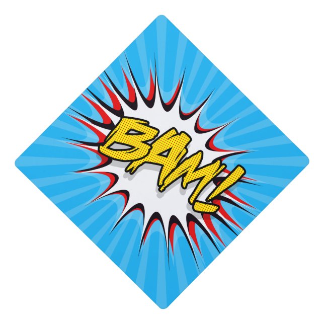 Super Hero Classic Bam! Action Bubble Graduation Cap Topper (Front)