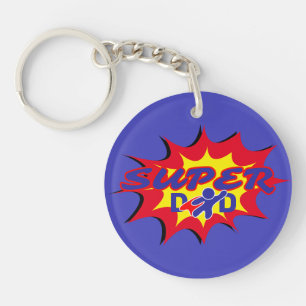 Super Hero Dad Comic Book Father's Day  Keychain