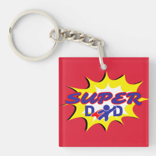 Super Hero Dad Comic Book Father's Day  Keychain