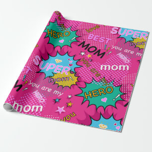 Super Hero Mom Comic Wrapping Paper