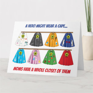 Super Hero Mom Many Capes Humourous Card