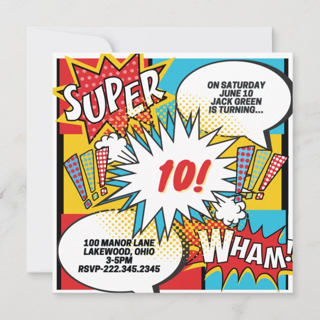 Super Hero Party Invitation (Front)