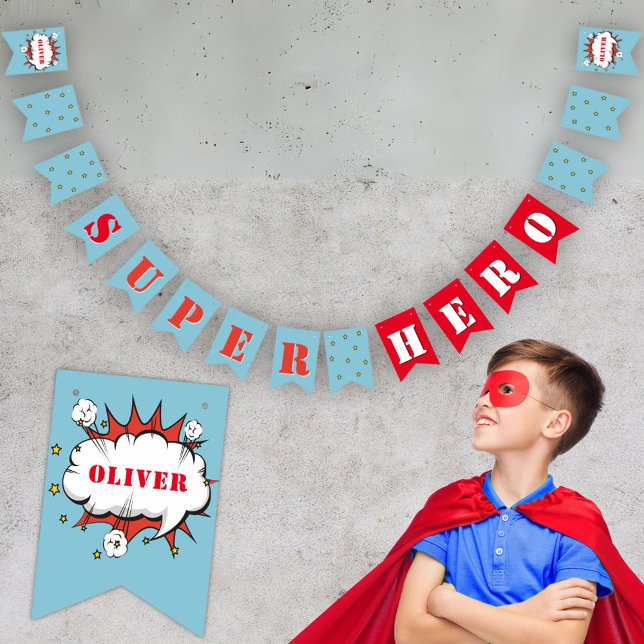 Super Hero Themed Comic Boy Birthday Bunting Flags (Creator Uploaded)