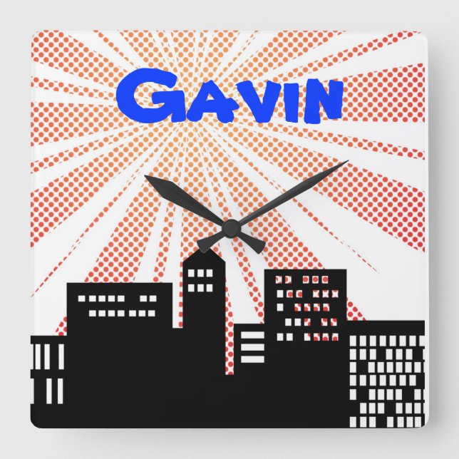 Super Hero Wall Clock Comic Book Themed Boys Decor (Front)