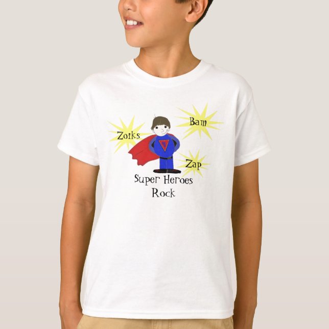 Super Hero with Action Words T-Shirt (Front)