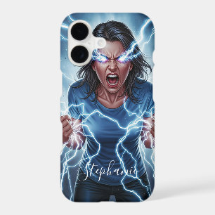 Super Héroïne Éclair Électricité Femme Bleue