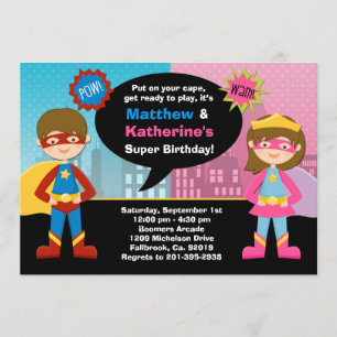 Super héros et invitation superbe de fête