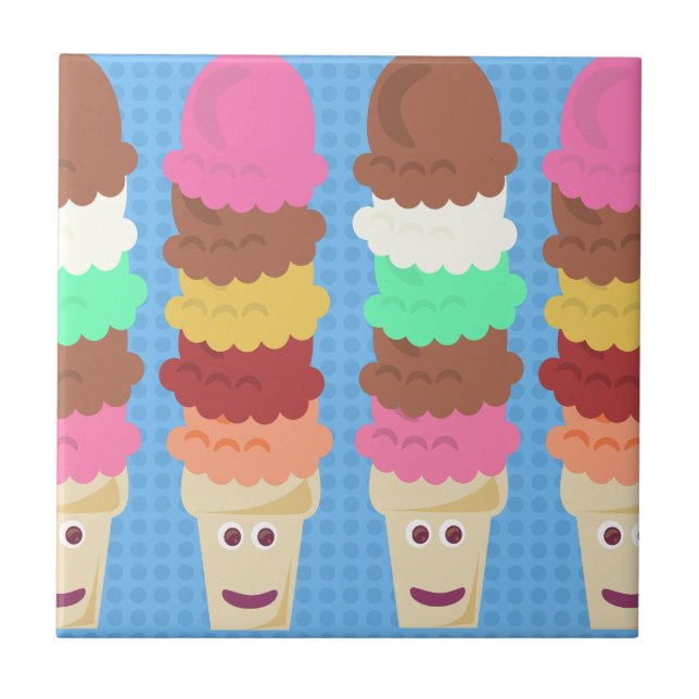 Super High Cute Ice Cream Cones Tile (Front)