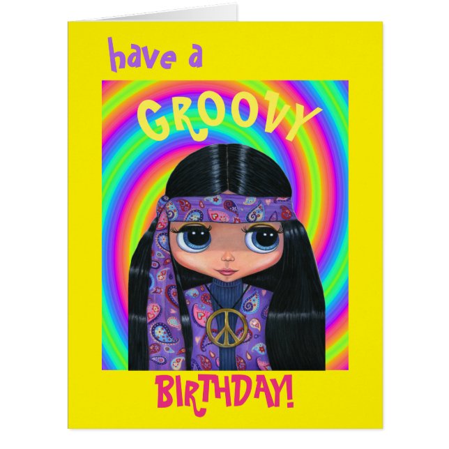 Super hippie fille avec la paix Connexion mauve (Devant)