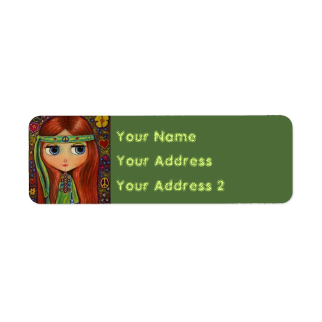 Super hippie fille en Paix verte Signal mignon (Devant)