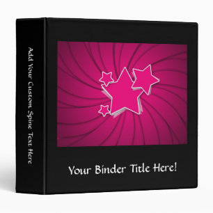 Super Hot Pink Stars and Swirl Background Binder