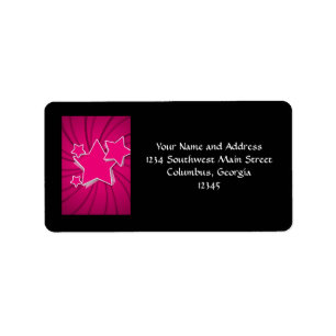Super Hot Pink Stars and Swirl Background Label