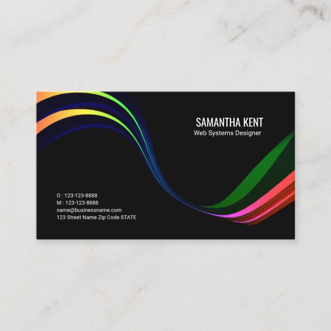 Super Illuminating Wave Web Designer Business Card (Front)