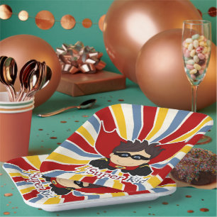 Super Kid Boy's Superhero Themed Party Paper Plate